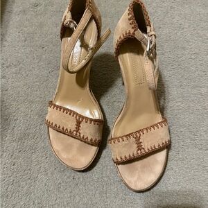 Elegant chocolate brown & Tan suede Nine West Sandals
